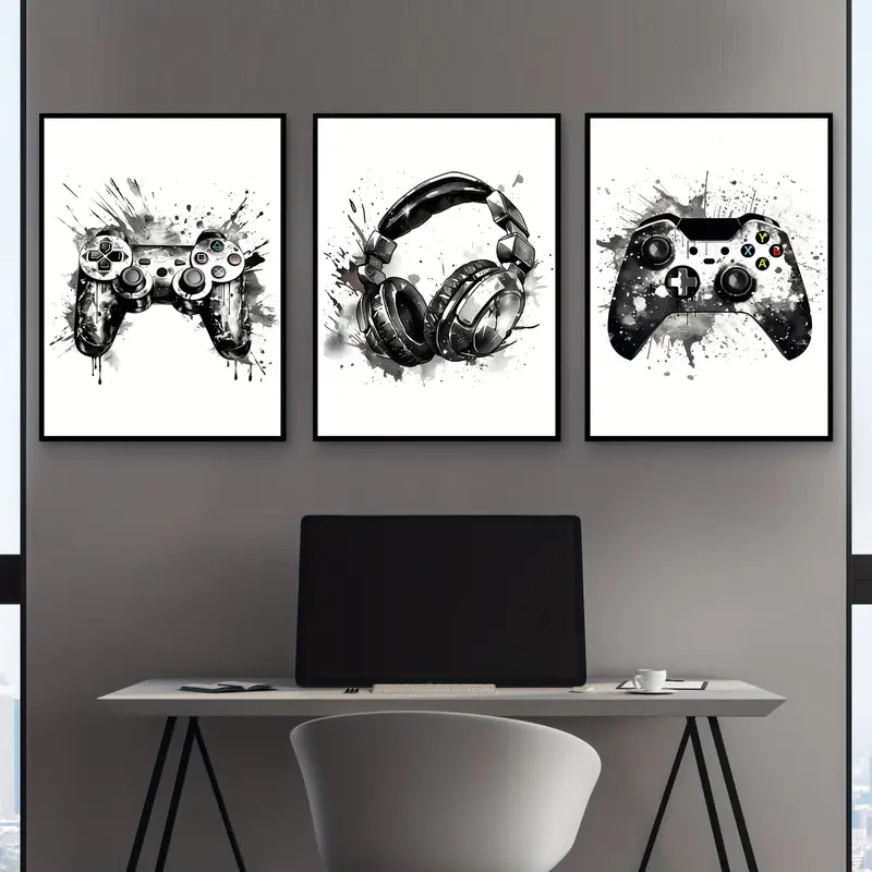 Gaming Accessories For Room - Juego de 3 Cuadros Decorativos sin